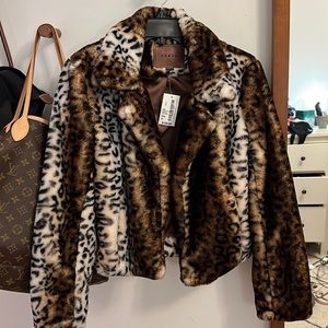NWT Blank NYC Cropped Faux Fur Jacket